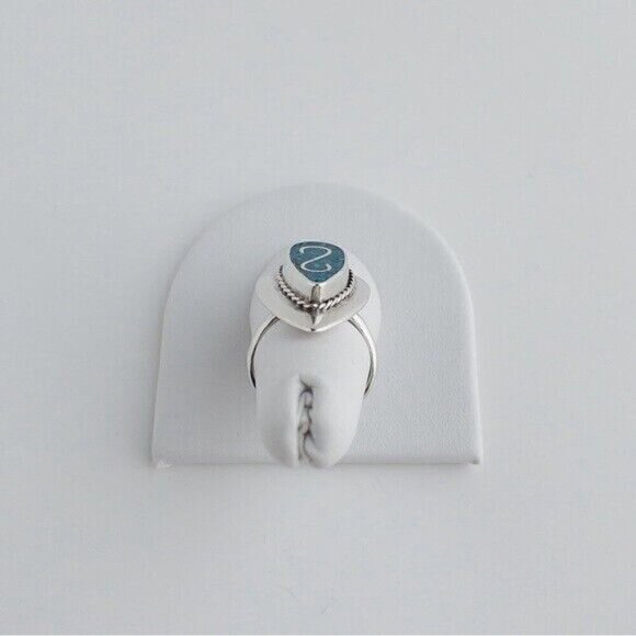 Sterling Silver Turquoise Mosaic Pear Shape Stone Ring Band Size 6.75 Mexico 925 - Picture 6 of 15